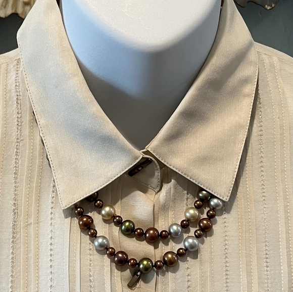 Jewelmak 18" Double Strand Multicolor Freshwater Pearl Necklace 14K Gold… - Picture 2 of 9